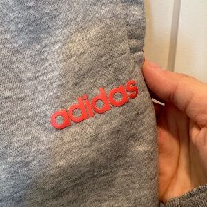 adidas Gray Track Pants with Red Logo
